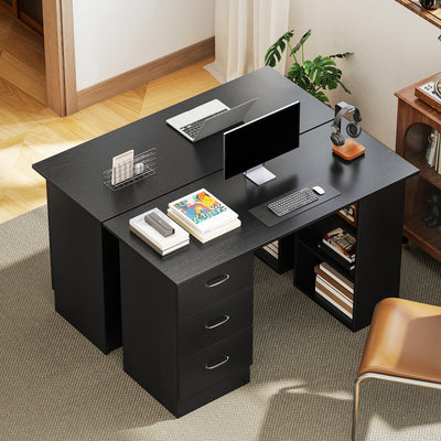 HOMCOM Computer Desk with Drawers, Home Office Desk, Writing Table, PC Workstation with 3 Storage Shelves for Working, Study, 120 x 49 x 72 cm, Black 