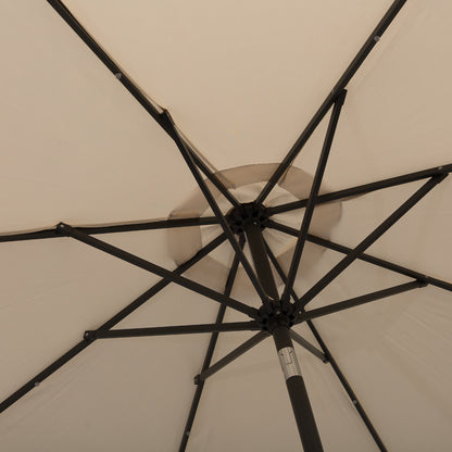 Outsunny 2.7m Patio Garden Umbrella Outdoor Parasol with Tilt Crank and 24 LEDs Lights (Cream) 