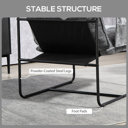 HOMCOM Minimal Padded Accent Chair, with Pockets - Grey 