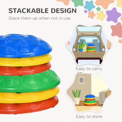 ZONEKIZ Six-Piece Kids Stepping Stones, with Non-Slip Mats, Balance River Stones 