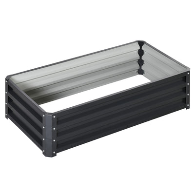 Outsunny Raised Beds for Garden, Galvanized Outdoor Planters, for Herbs and Vegetables, Use for Patio, Backyard, Balcony, Grey 