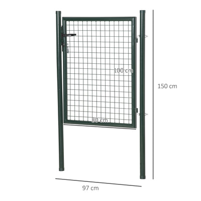 HOMCOM Green Steel Garden Gate with Lock and 3 Keys 97 x 150cm, Green 
