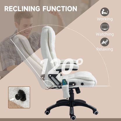 Vinsetto Boucle Six-Point Massage Office Chair - White 