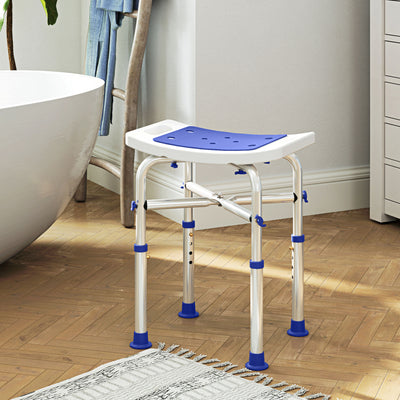 HOMCOM 44-51.5cm Aluminium Frame Shower/Bath Stool - White 