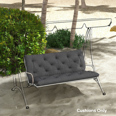 Outsunny Garden Bench Cushion, 2 Seater Swing Chair Cushion, Seat Pad with Ties for Indoor and Outdoor Use, 110 x 120 cm, Black 
