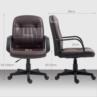 HOMCOM Swivel Executive Chair PU Leather Computer Desk Chair, Dark Brown 