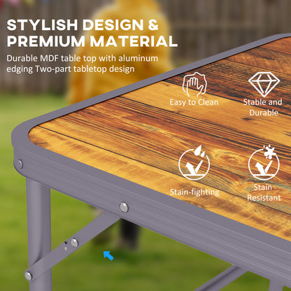 Outsunny 3ft Folding Camping Table Height Adjustable Aluminium Outdoor Garden Party Picnic BBQ Trestle Table Field Kitchen 