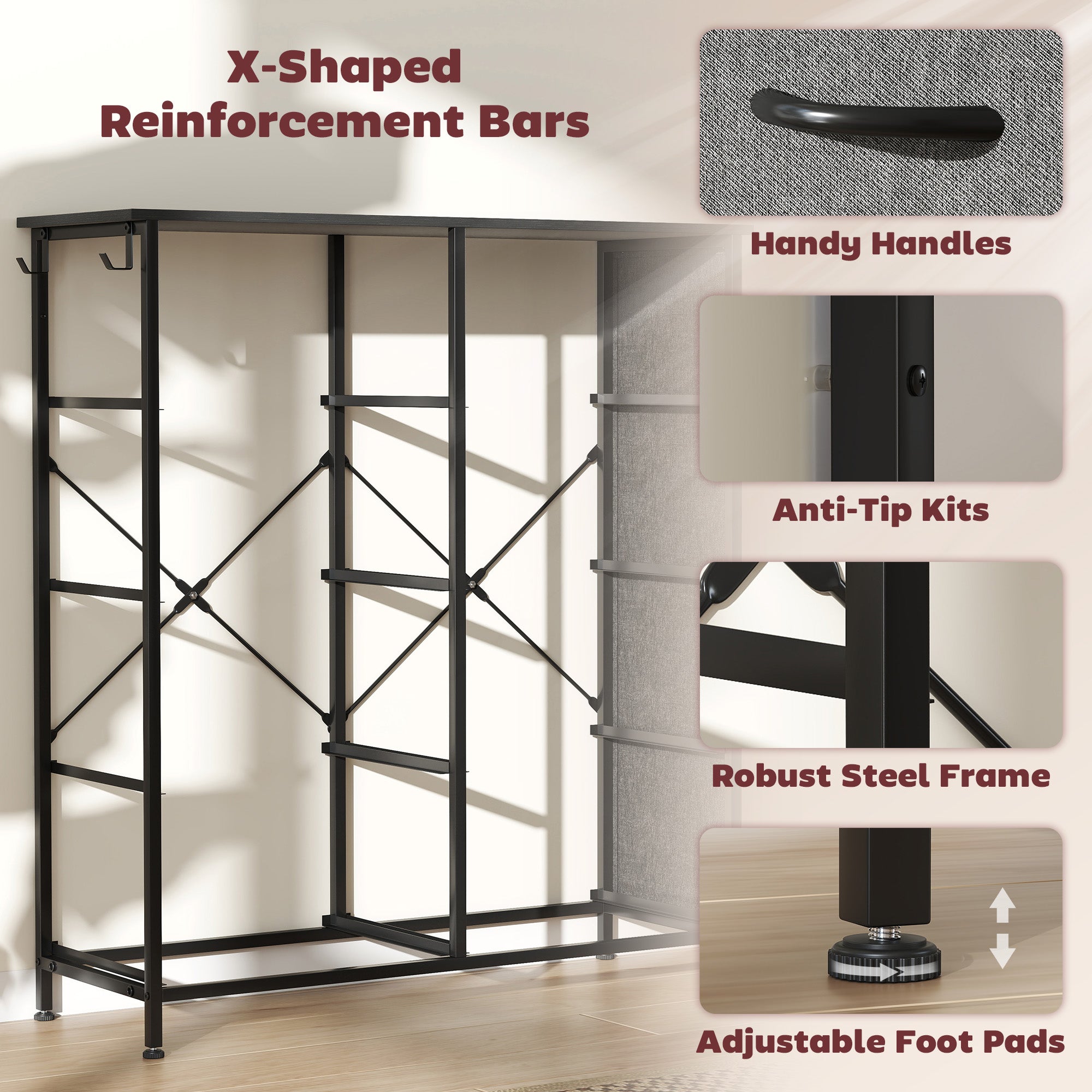 HOMCOM Chest of Eight Fabric Drawers - Charcoal Grey