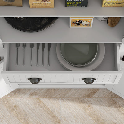HOMCOM Kitchen Storage Cabinet with Drawer and Adjustable Shelves - White 