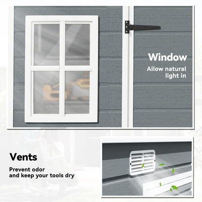 Outsunny 10 x 6 ft Resin Garden Shed, Outdoor Storage Shed with Floor, Windows, Lockable Doors and Vents, Grey 