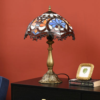 HOMCOM Stained Glass Table Lamp, Handcrafted Artisan Collectible, Suitable for Living Room and Bedside, Multi-Coloured, \'d0\'a431 x 48Hcm, Zinc Alloy. 