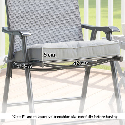 Outsunny Set of 4 Garden Seat Cushion with Ties, 42 x 42cm Replacement Dining Chair Seat Pad, Light Grey 