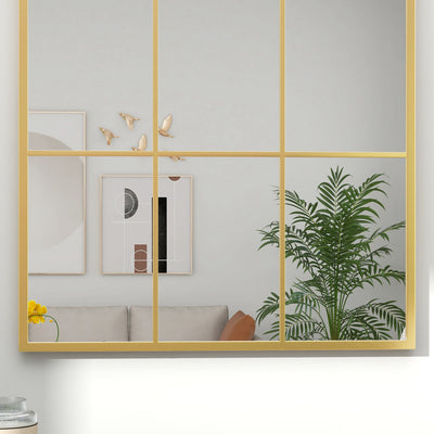 HOMCOM Modern Arched Wall Mirror, 91 x 60 cm Window Mirrors for Living Room, Bedroom, Gold Tone 