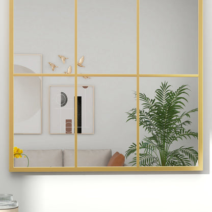 HOMCOM Modern Arched Wall Mirror, 91 x 60 cm Window Mirrors for Living Room, Bedroom, Gold Tone 