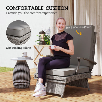 Outsunny 80° Reclining Rattan Lounger - Grey 