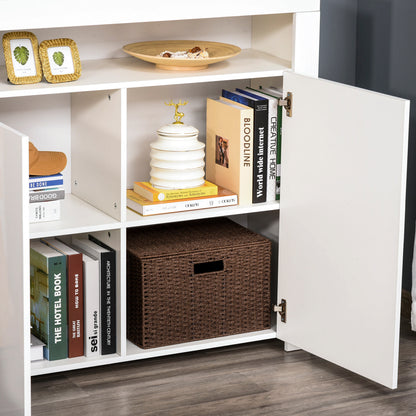 HOMCOM LED Storage Cabinet, Cupboard with High Gloss Front and RGB Lighting, Modern Sideboard for Entryway, Dining Area, Living Room, White 