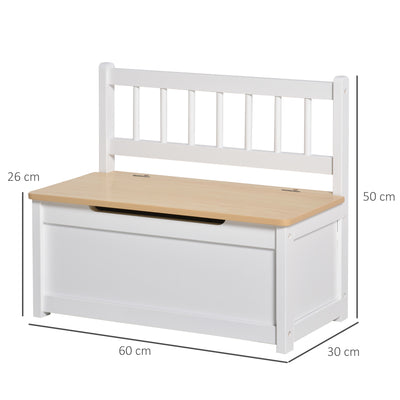 HOMCOM 2 In 1 Wooden Toy Box, Seat Storage Bench, Storage Chest Cabinet Organiser, with Safety Pneumatic Rod 