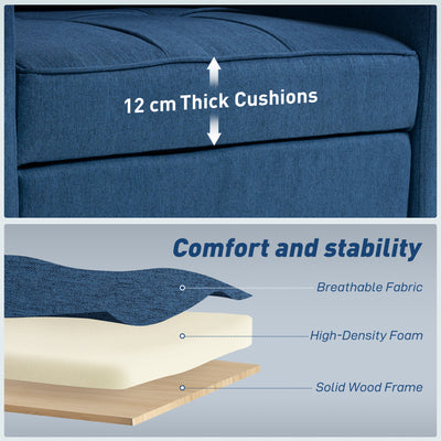 HOMCOM 3-in-1 Single Sofa Bed, Convertible Sleeper Chair Bed with 3-level Adjustable Back - Dark Blue 
