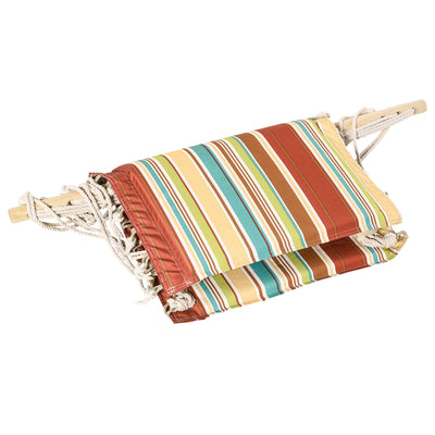 Outsunny Hanging Hammock Chair Swing Chair Thick Rope Frame Safe Wide Seat Indoor Outdoor Home, Patio, Yard, Garde Spot Stylish Multi-Color Stripe 