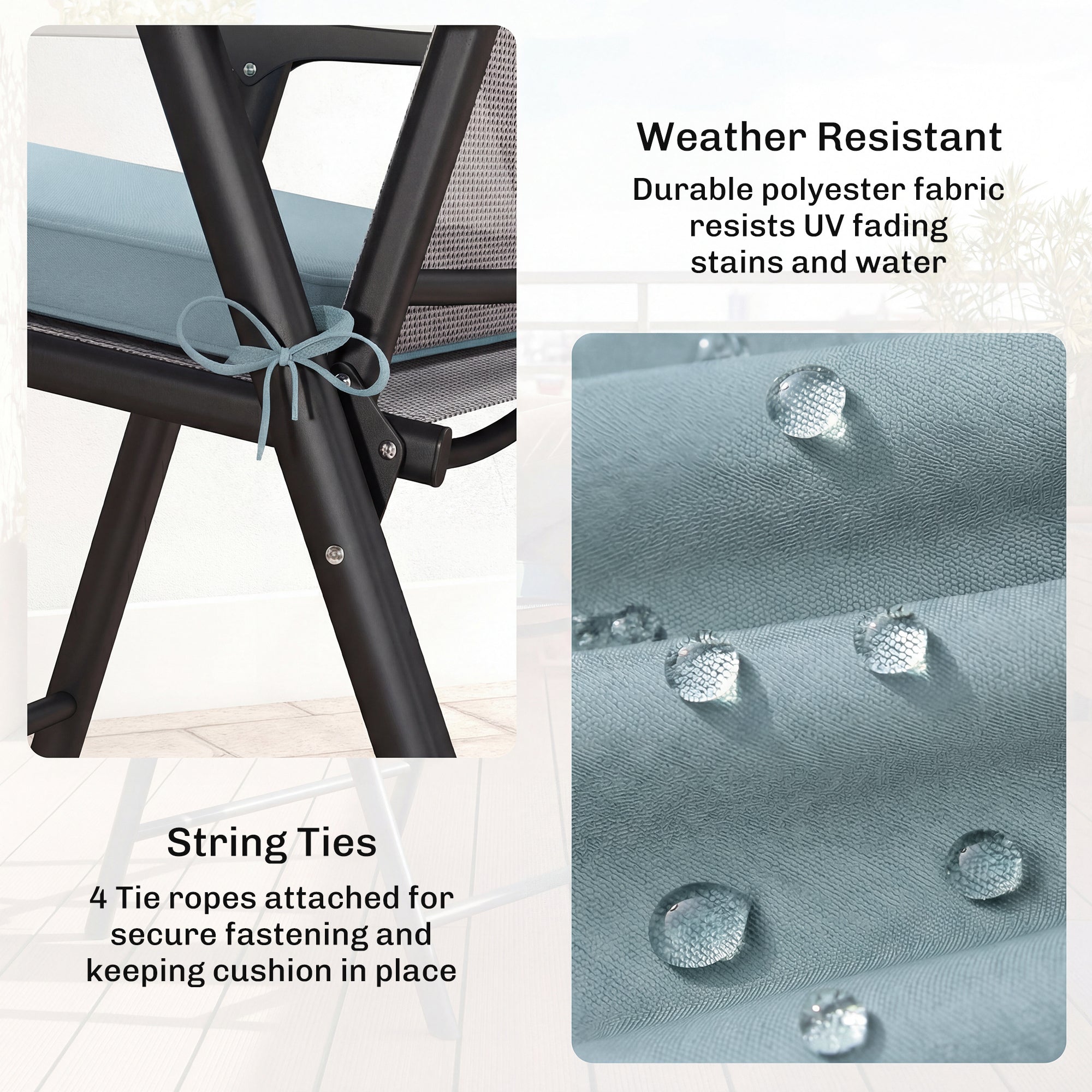 Outsunny Set of 6 Chair Cushion Seat Pads Dining Chair w/ Straps, Indoor Outdoor Removable Tie On Garden Patio, Light Grey 