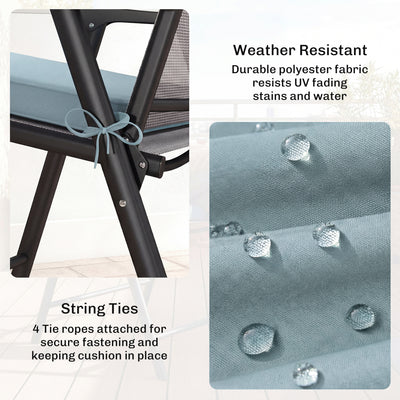 Outsunny Set of 6 Chair Cushion Seat Pads Dining Chair w/ Straps, Indoor Outdoor Removable Tie On Garden Patio, Light Grey 