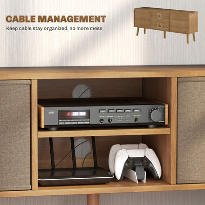 HOMCOM TV Cabinet Stand Unit for TVs up to 50'' with Foldable Drawers, Entertainment Centre for Living Room Brown 