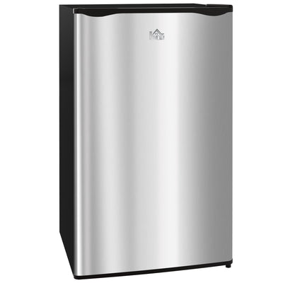 HOMCOM 91 Litre Freestanding Under Counter Fridge Freezer, Small Fridge with Chiller Box, Adjustable Thermostat, 47.5cm Wide, Silver Tone 