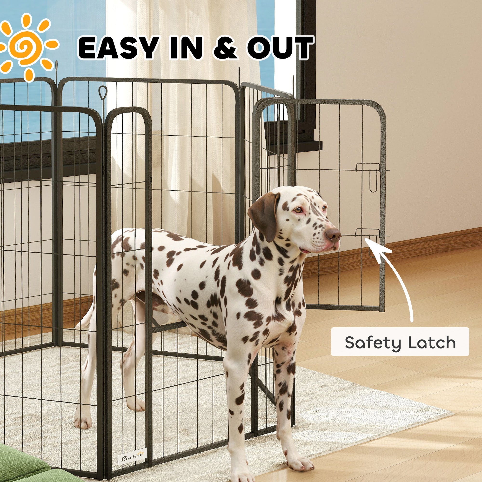 PawHut 6 Panels Heavy Duty Dog Playpen with Secure Door, for Indoor Outdoor, for Garden, Camping, 100cm High 