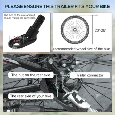 HOMCOM Bike Cargo Trailer in Steel Frame Extra Bicycle Storage Carrier with Hitch-Black 