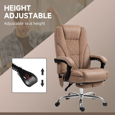 Vinsetto Massage Office Chair, Heated Reclining Computer Chair with Adjustable Height and Footrest, Brown 