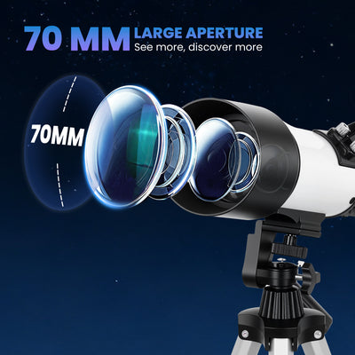 Outsunny Astronomy Telescope for Adults and Beginners with 70 mm Aperture, Carry Bag, White 