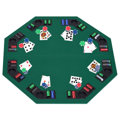HOMCOM 1.2m/48 Inches Foldable Poker Table Top 8 Players Blackjack Tables Chip Trays 
