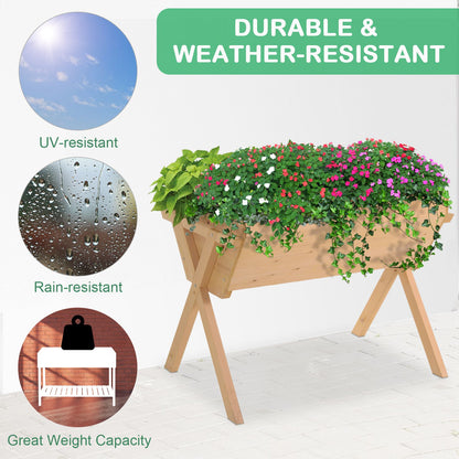 Outsunny Large Fir Wood Raised Plant Stand Oak Tone 