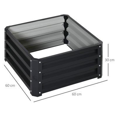 Outsunny Set of Two 60 x 60cm Steel Planter Boxes - Grey 