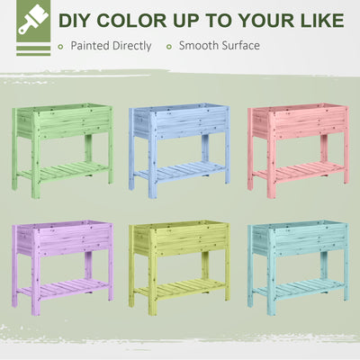 Outsunny Wooden Raised Plant Stand Outdoor Flower Bed Box with Clapboard 100 x 40 x 84cm 
