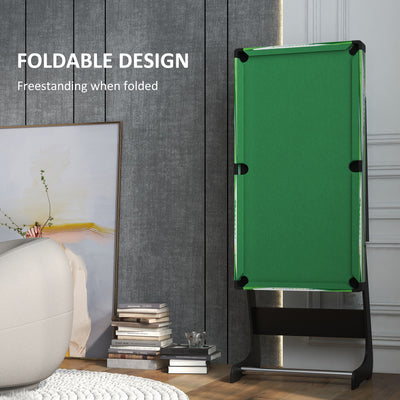 SPORTNOW 104cm Folding Mini Pool Table Set with 2 Cues, 16 Balls, Chalk, Triangle, Brush, Green 