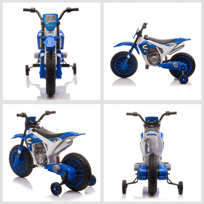 HOMCOM 12V Kids Electric Motorcycle Ride-On, with Training Wheels, for Ages 3-6 Years - Blue 