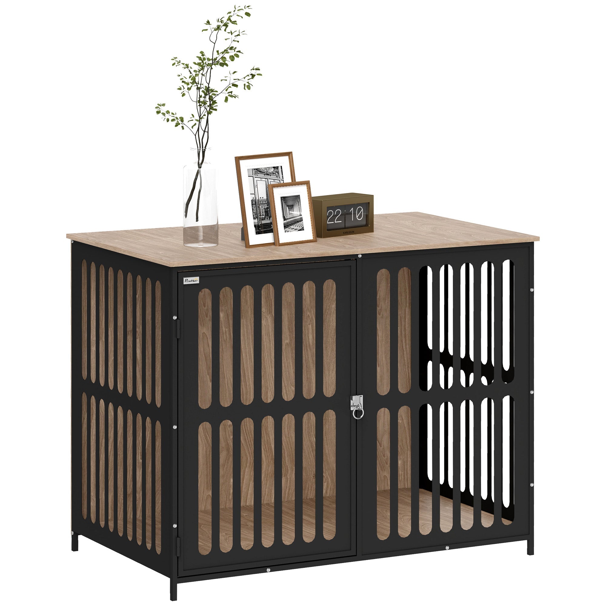 PawHut Dog Crate Furniture with Anti-Chew Resistant Mesh, Anti-Escape Single Door, for Large Dogs, 100 x 60 x 81.5 cm 