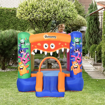 Outsunny Bouncy Castle Inflatable Basket Trampoline Slide Monster Design 180 x 250 x 175 (CM) 