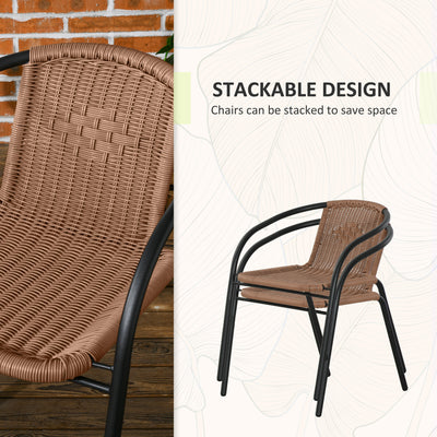 Outsunny 3 Pieces Rattan Bistro Set - Brown 