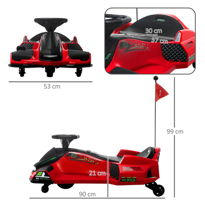 HOMCOM 12V Kids Electric Go Kart with Music, LED Lights, Slow Start, Red 
