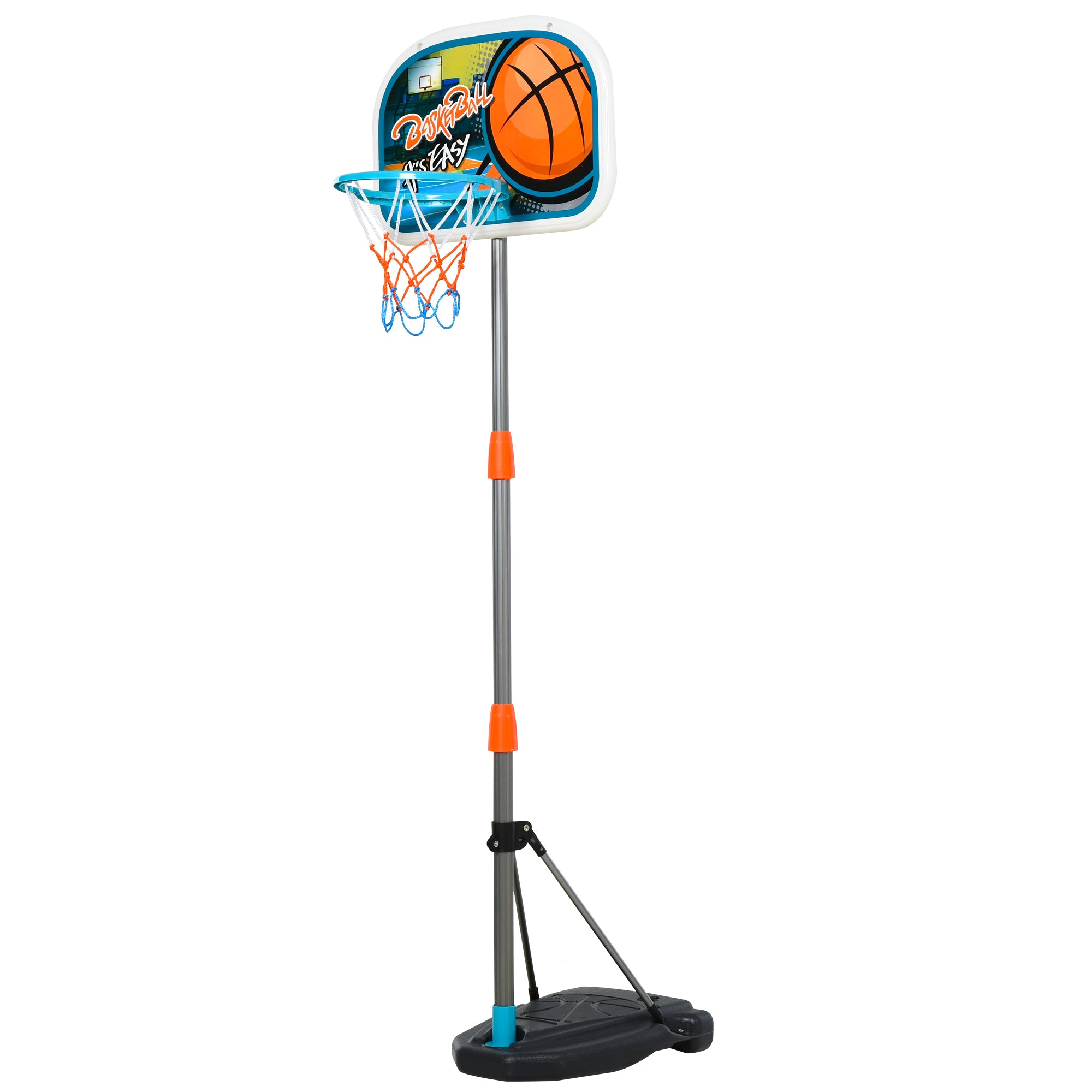 HOMCOM Kids Basketball Hoop and Stand Portable Basketball Stand Set w/ Ball Pump Netting Backboard Adjustable Height from 126 cm to 158 cm 