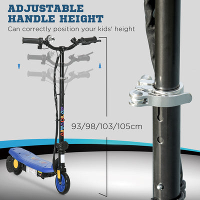 HOMCOM Foldable Electric Scooter, with LED Headlight, for Ages 7-14 Years - Blue 