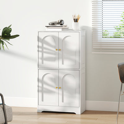 HOMCOM 4-Door Kitchen Storage Cabinet with Adjustable Shelves - White 