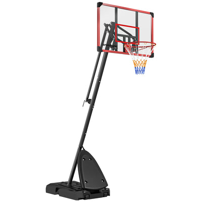 SPORTNOW 2.4-2.9m Adjustable Basketball Hoop and Stand with Weighted Base, Portable on Wheels, Red 