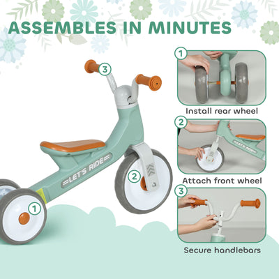 AIYAPLAY Toddler Balance Bike with No Pedal, 3 Silence Wheels for 12-36 Months Boys and Girls, Indoor Outdoor, Green 