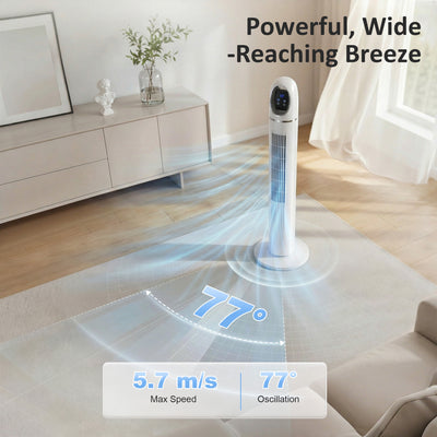 HOMCOM Tower Fan for Bedroom, Standing Floor Fan with Oscillating, 3 Modes, 3 Speeds, 24 Hour Timer, White 