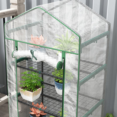 Outsunny 193cm Five Shelf Mini Greenhouse - White 