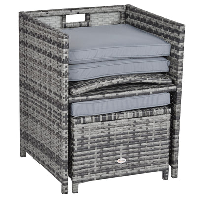 Outsunny 8-Seater Rattan Dining Set Garden Furniture Cushion Seat Woven Rattan Grey 