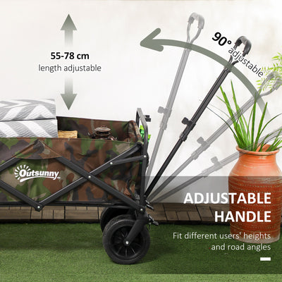 Outsunny 95L Folding Steel Frame Garden Trolley, with Handle - Multicolour 